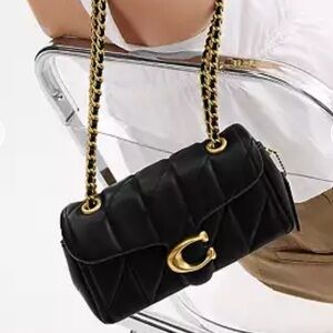 NEW IN BOX Coach Tabby 20 Black Quilted Shoulder Bag with Gold Chain